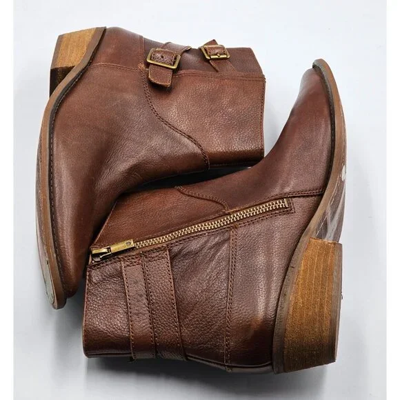 Lucky Brand Women's Brown Leather Caelyn Buckle Accents Ankle Bootie Sz 11 2972 - Picture 7 of 16